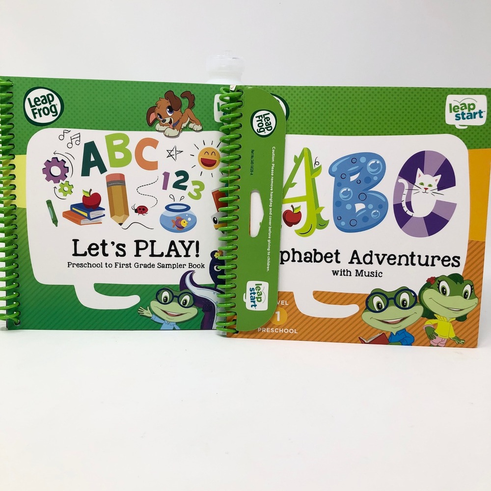 LeapFrog LeapStart Alphabet Adventures & Let's Play Sampler Books Lot of 2